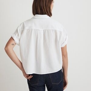 Madewell Utility Cropped Short Sleeve Button-up Shirt Medium White